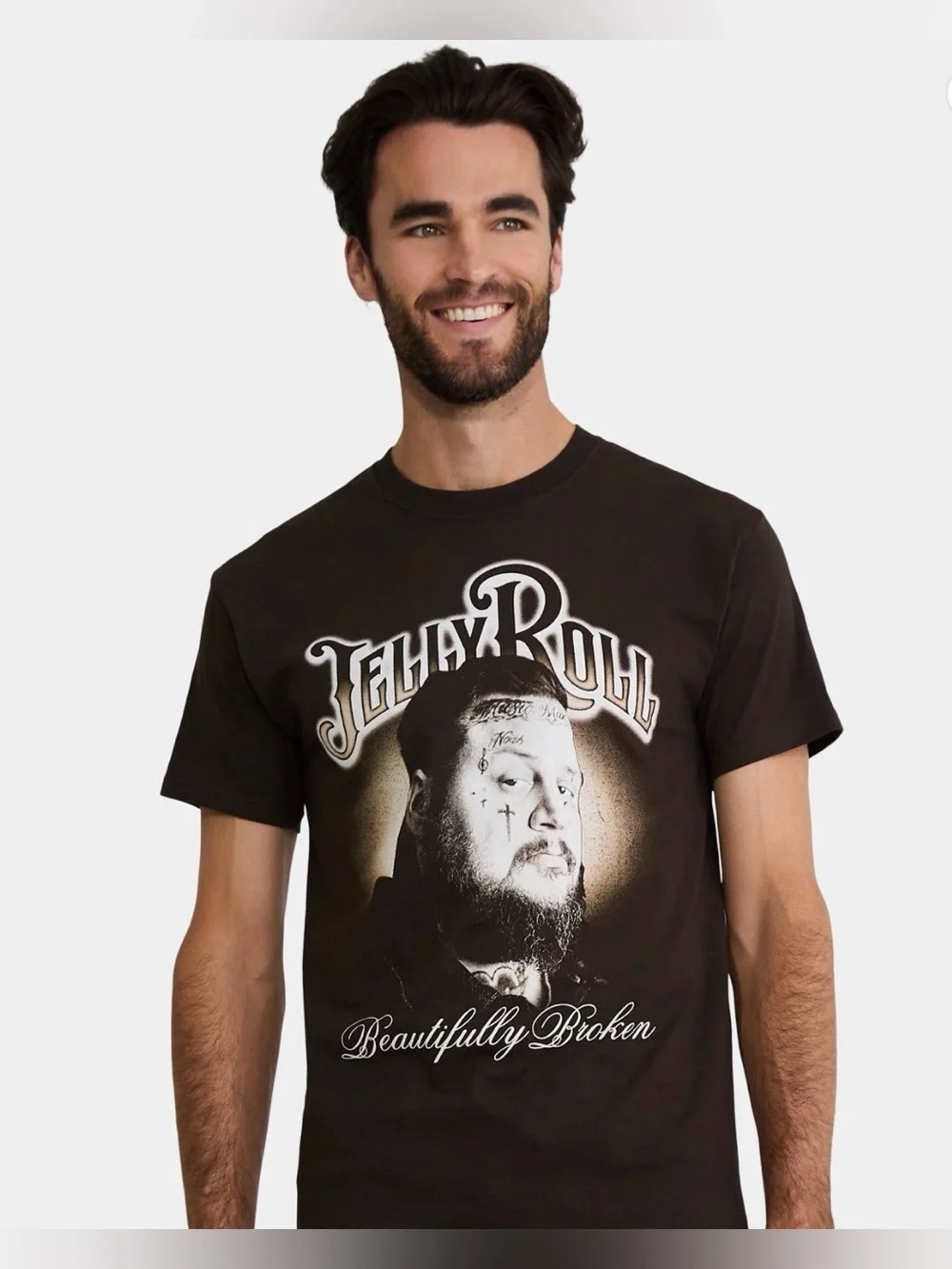 Jelly Roll The Beautifully Broken T Shirt  Dark Brown Size Men's Small 34/36